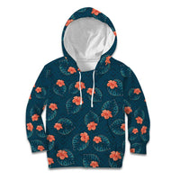 Hawaii Monstera Kid Hoodie Hibiscus Flowers Simple Style - Polynesian Pride