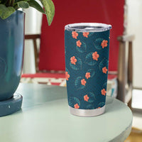 Hawaii Monstera Tumbler Cup Hibiscus Flowers Simple Style - Polynesian Pride