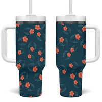 Hawaii Monstera Tumbler With Handle Hibiscus Flowers Simple Style - Polynesian Pride