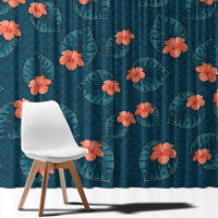 Hawaii Monstera Window Curtain Hibiscus Flowers Simple Style - Polynesian Pride