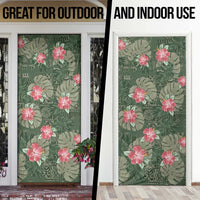 Hawaii Door Cover Green Polynesian Monstera Patterns - Polynesian Pride