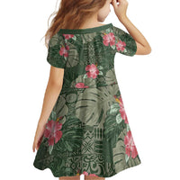 Hawaii Family Matching Tank Maxi Dress and Hawaiian Shirt Green Polynesian Monstera Patterns - Polynesian Pride