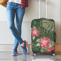 Hawaii Luggage Cover Green Polynesian Monstera Patterns - Polynesian Pride