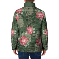 Hawaii Padded Jacket Green Polynesian Monstera Patterns - Polynesian Pride