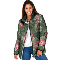 Hawaii Padded Jacket Green Polynesian Monstera Patterns - Polynesian Pride