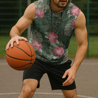 Hawaii Sleeveless Hoodie Green Polynesian Monstera Patterns - Polynesian Pride