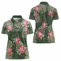 Hawaii Women Polo Shirt Green Polynesian Monstera Patterns DT05 - Polynesian Pride
