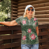 Hawaii Women Polo Shirt Green Polynesian Monstera Patterns DT05 - Polynesian Pride