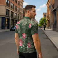 Hawaii Zipper Polo Shirt Green Polynesian Monstera Patterns DT05 - Polynesian Pride
