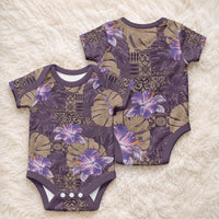 Hawaii Baby Onesie Purple Polynesian Monstera Patterns