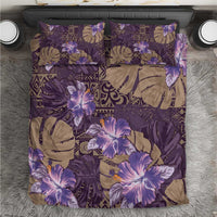 Hawaii Bedding Set Purple Polynesian Monstera Patterns - Polynesian Pride
