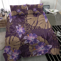 Hawaii Bedding Set Purple Polynesian Monstera Patterns - Polynesian Pride