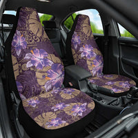Hawaii Car Seat Cover Purple Polynesian Monstera Patterns - Polynesian Pride