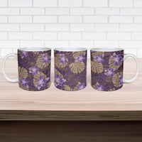 Hawaii Ceramic Mug Purple Polynesian Monstera Patterns - Polynesian Pride