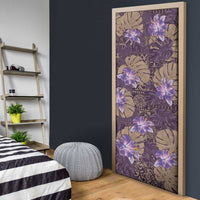 Hawaii Door Cover Purple Polynesian Monstera Patterns - Polynesian Pride