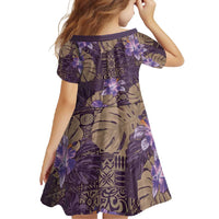Hawaii Family Matching Off Shoulder Maxi Dress and Hawaiian Shirt Purple Polynesian Monstera Patterns DT05 - Polynesian Pride