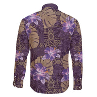 Hawaii Family Matching Off Shoulder Maxi Dress and Hawaiian Shirt Purple Polynesian Monstera Patterns DT05 - Polynesian Pride