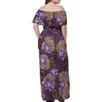 Hawaii Family Matching Off Shoulder Maxi Dress and Hawaiian Shirt Purple Polynesian Monstera Patterns DT05 - Polynesian Pride