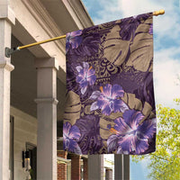 Hawaii Garden Flag Purple Polynesian Monstera Patterns DT05 House Flag Purple - Polynesian Pride
