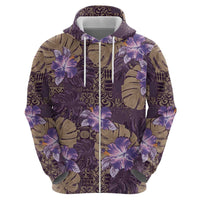 Hawaii Hoodie Purple Polynesian Monstera Patterns - Polynesian Pride
