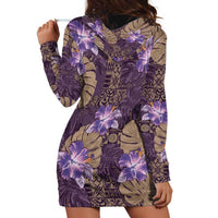 Hawaii Hoodie Dress Purple Polynesian Monstera Patterns - Polynesian Pride