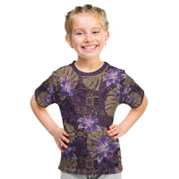 Hawaii Kid T Shirt Purple Polynesian Monstera Patterns - Polynesian Pride