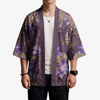 Hawaii Kimono Purple Polynesian Monstera Patterns - Polynesian Pride