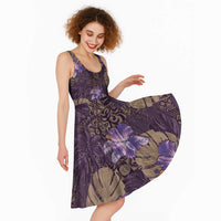 Hawaii Midi Dress Purple Polynesian Monstera Patterns DT05 - Polynesian Pride