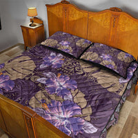 Hawaii Quilt Bed Set Purple Polynesian Monstera Patterns - Polynesian Pride