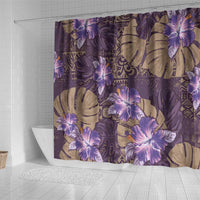 Hawaii Shower Curtain Purple Polynesian Monstera Patterns DT05 - Polynesian Pride