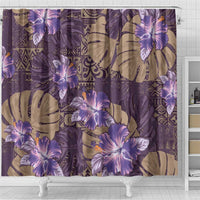Hawaii Shower Curtain Purple Polynesian Monstera Patterns DT05 - Polynesian Pride