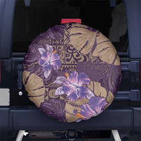Hawaii Spare Tire Cover Purple Polynesian Monstera Patterns - Polynesian Pride