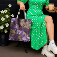 Hawaii Tote Bag Purple Polynesian Monstera Patterns - Polynesian Pride