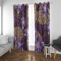 Hawaii Window Curtain Purple Polynesian Monstera Patterns - Polynesian Pride