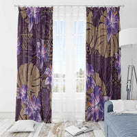 Hawaii Window Curtain Purple Polynesian Monstera Patterns - Polynesian Pride