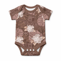 Hawaii Baby Onesie Brown Polynesian Monstera Patterns