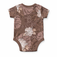 Hawaii Baby Onesie Brown Polynesian Monstera Patterns