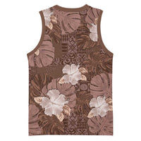 Hawaii Basketball Jersey Brown Polynesian Monstera Patterns - Polynesian Pride