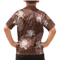 Hawaii Family Matching Mermaid Dress and Hawaiian Shirt Brown Polynesian Monstera Patterns - Polynesian Pride