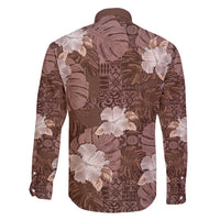 Hawaii Family Matching Off Shoulder Short Dress and Hawaiian Shirt Brown Polynesian Monstera Patterns - Polynesian Pride