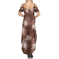 Hawaii Family Matching Summer Maxi Dress and Hawaiian Shirt Brown Polynesian Monstera Patterns DT05 - Polynesian Pride