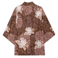 Hawaii Kimono Brown Polynesian Monstera Patterns - Polynesian Pride