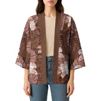 Hawaii Kimono Brown Polynesian Monstera Patterns - Polynesian Pride