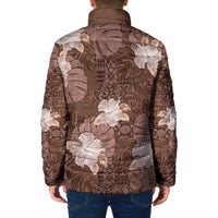 Hawaii Padded Jacket Brown Polynesian Monstera Patterns - Polynesian Pride