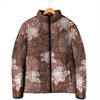 Hawaii Padded Jacket Brown Polynesian Monstera Patterns - Polynesian Pride