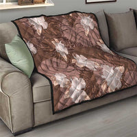 Hawaii Quilt Brown Polynesian Monstera Patterns - Polynesian Pride