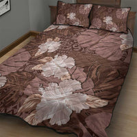 Hawaii Quilt Bed Set Brown Polynesian Monstera Patterns - Polynesian Pride