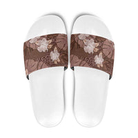 Hawaii Slide Sandals Brown Polynesian Monstera Patterns - Polynesian Pride