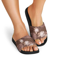 Hawaii Slide Sandals Brown Polynesian Monstera Patterns - Polynesian Pride
