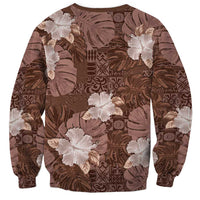 Hawaii Sweatshirt Brown Polynesian Monstera Patterns - Polynesian Pride